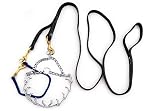 Leerburg's Leather Prong Collar LeashTM - Black - 6 ft x 3/4 in - Handmade by the Amish