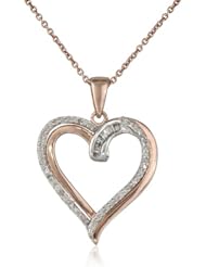 14k Rose Gold Plated Sterling Silver Diamond Heart Pendant Necklace (1/4 cttw, I-J Color, I2-I3 Clarity), 18"