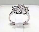 ***Special Sale*** Stunning 14k. White Gold Genuine1.00ctw. 3 Stone Diamond Ring SI- 2 and GH color