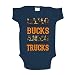 The Shirt Den Camo and Bucks Ammo and Trucks Hunting Baby One Piece 6 mo Navy Blue