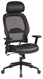 Office Star SPACE Collection: Air Grid Deluxe Task Chair with Leather Seat and Headrest