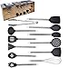 12 Piece Silicone and Stainless Steel Kitchen Cooking & Serving Utensil Set, Includes Solid Spoon, Slotted Turner, Slotted Spoon, Ladle, Skimmer, Tongs, Pasta Server, Potato Masher & Whisk