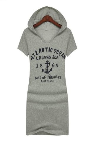 フード付き マリン風 半袖 コットン タイト ワンピース パーカー トレーナー ドレス  チュニック ブラウス バスト オールインワン コンビネゾン チュニックシャツ セットアップ カジュアル レディース 春物 夏物 可愛いスカーフ付き T-157