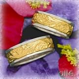 14K Women's 2 Tone 8MM Gold Engraved Wedding Band