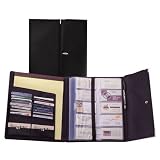 Rolodex 26507 Rolodex Faux Leather Active View Business Card Book, 240-Card Cap, BK/Silver