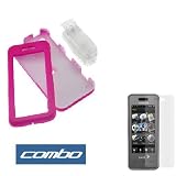 Solid Rubberized Hot Pink Snap on Crystal Case with Belt Clip + Clear Reusable LCD Screen Protector for Sprint Samsung SPH-M800 Instinct Cell Phone