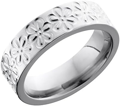 Lashbrook Titanium Flower Pattern 5mm Flat Band Ring - Size 9.5