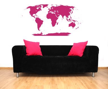 Huge World Map with Antartica Vinyl Wall Decal Sticker Graphic By LKS Trading Post