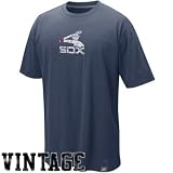Mens Chicago White Sox Navy Blue Cooperstown Logo Washed Organic Vintage Tshirt