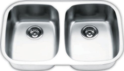Yosemite Home Decor MAG505PS 18-Gauge Stainless Steel Undermount Double-Bowl Sink, 32-1/8-by-20-5/8-by-7-Inch, 9-Inch Deep, Pearl Satin