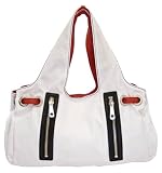 Givenchy White Nylon and Red Leather Slouchy Satchel 6958102700