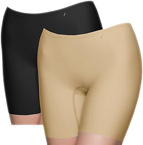 Liz Paez Women's Smoothing Elastic Lifting Lightweight Thigh Shaper (Large, 2 Pack:Black/Beige)