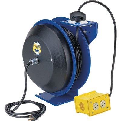 41A1kOF8vCL Coxreels EZ Coil Safety Series Power Cord Reel with Quad Receptacle 50ft Model EZ PC13 5012 B