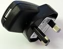 LUPO BLACK 3 PIN 1000mA USB USB Power Adapter UK Mains Charger for all Apple Ipods, MP3 players, Mobile phones, PDA's & Digital Cameras