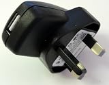 LUPO BLACK 3 PIN 1000mA USB USB Power Adapter UK Mains Charger for all Apple Ipods, MP3 players, Mobile phones, PDA's & Digital Cameras