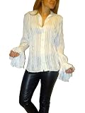 Blumarine Ivory Ruffle Silk Blouse Shirt. M