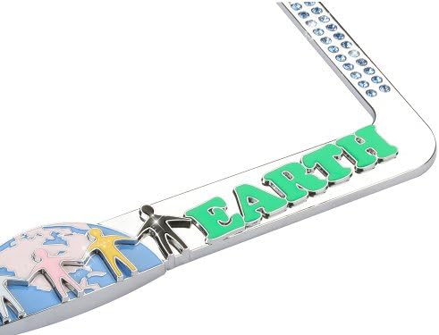 Valor Auto Companion LPF2MC028BLU Love Earth Design Metal License Plate Frame with Blue Crystals