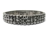 womens diamond bracelets:Hematite Black Tone Three-Row Rhinestone Elastic Fashion Bracelet