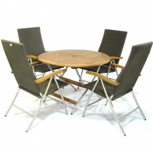 Livorno 4 Seater Round Garden Furniture Wicker Recliner Set