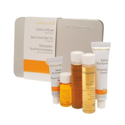 Dr. Hauschka Daily Face Care Kit (Oily Skin): Clnsr Crm + Toner + Day Oil + Facial Steam Bath + 2xMask 6pcs