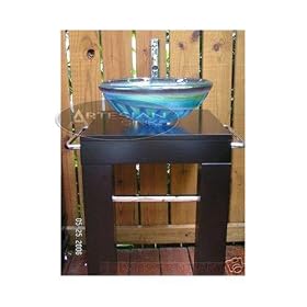 ART Hand Made Glass Bathroom Vessel Sink Set Pedestal