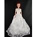 White Lace Wedding Gown with Nice Sleeve Detail and a Rhinestone Accent Made to Fit the Barbie Doll