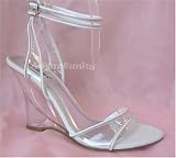 Clear Wedges Ankle Strap Wedding White Shoes Womens