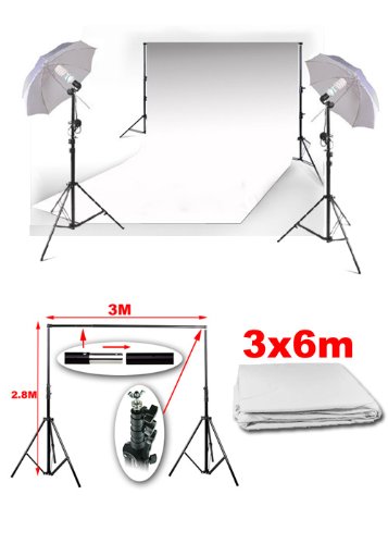 BPS Background Support Stand & 3m x 6m White 