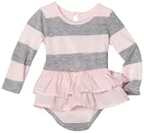 Splendid Littles Baby-girls Infant Wide Rugby Stripe Onesie Dress, Pink Ribbon, 6-12 Months