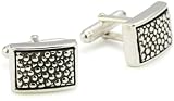 Zina Sterling Silver Men's Cufflink With Stingray Texture  Silver
