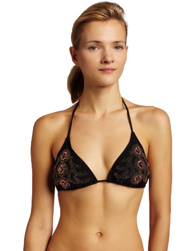 French Connection Women's Embellished Dot Triangle Top,Black,Small