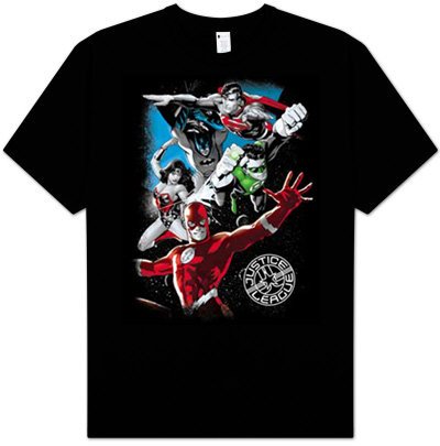  : Justice League GALACTIC ATTACK Adult Black T-shirt Tee Shirt