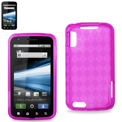 Reiko Wireless Pink Silicone TPU Skin Case for Motorola Atrix MB860 (Argyle Design)
