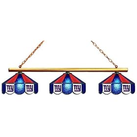 New York Giants 3pc SWAG STAINED GLASS POOL BILLIARD TABLE LAMP LIGHT