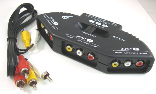 3-Way Audio Video RCA Composite AV Video Game Selector Switch Box Splitter
