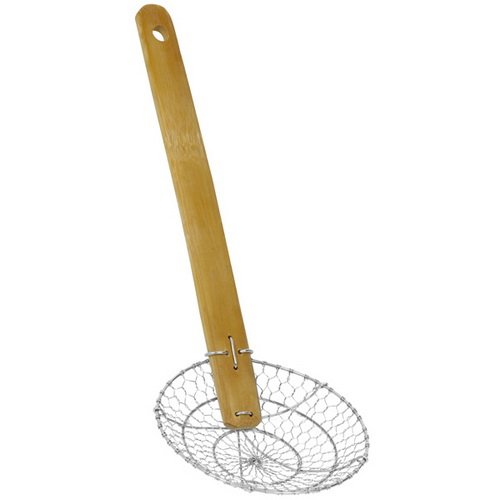 PAO!TM Stainless Steel 5 Inch Asian Strainer With Bamboo Handle