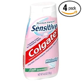 Colgate Toothpaste For Sensitive Teeth, Maximum Strength, Whitening, Fresh Mint Scent, 4.6 oz (130 g) (Pack of 4)