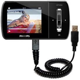 Unique Gomadic Coiled USB Charge and Data Sync Cable Compatible with Philips GoGear Aria SA1ARA08 - Charging and HotSync Functions with one Cable. Built with TipExchange