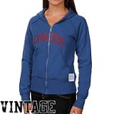 NHL Original Retro Brand Montreal Canadiens Ladies Royal Blue Raw Edge Full Zip Vintage Hoodie Sweatshirt (Medium)