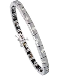 14k White Gold (5 mm wide) 7" Tennis Bracelet, w/ 20 Round Brilliant Diamonds; Total Carat Weight: 1.10; Clarity: SI; Color: H-I