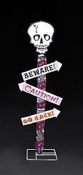 48" Skull 3-Post Sign Gel Lighted Halloween Yard Art