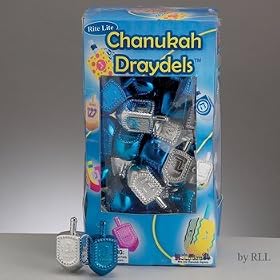 Chanukah Dreidels - Metallic Blue & Silver