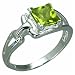1.75 Carats Princess Cut Genuine Peridot Sterling Silver Ring