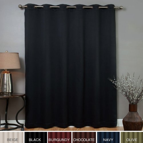 Wide Width Grommet Top Thermal Blackout Curtain 80W X 84L Panel - Black - BWW