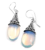 Sterling Silver Sea Opal Loose Glass Teardrop Earrings