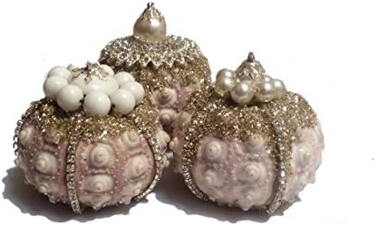 Purple Sputnik Sea Urchin Ornaments with Rhinestones and Pearls, set of 3