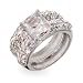 Eve's Addiction Scott Kay Inspired Emerald Cut CZ Wedding Ring Set