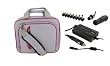 PCMS 4n1 Combo - Dell Inspiron Mini 1010 IM10v-USE032AM 10.1-Inch Netbook Carrying Bag with AC and DC Adapter Charger Home / Car / Airplane - Pinn Series Lavender / Magenta
