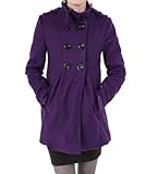 IMAGE OF C'est Toi Fleece Pea Coat in Violet with Black Buttons, Large