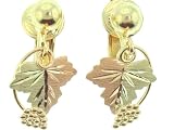 Authentic Beautiful! Yellow-gold Black Hills Gold Two Leaf Clip On-earrings